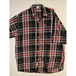 G Unit Heavy Weight Plaid Short Sleeve Mens 2XL Red White Gray  Black Great Cond